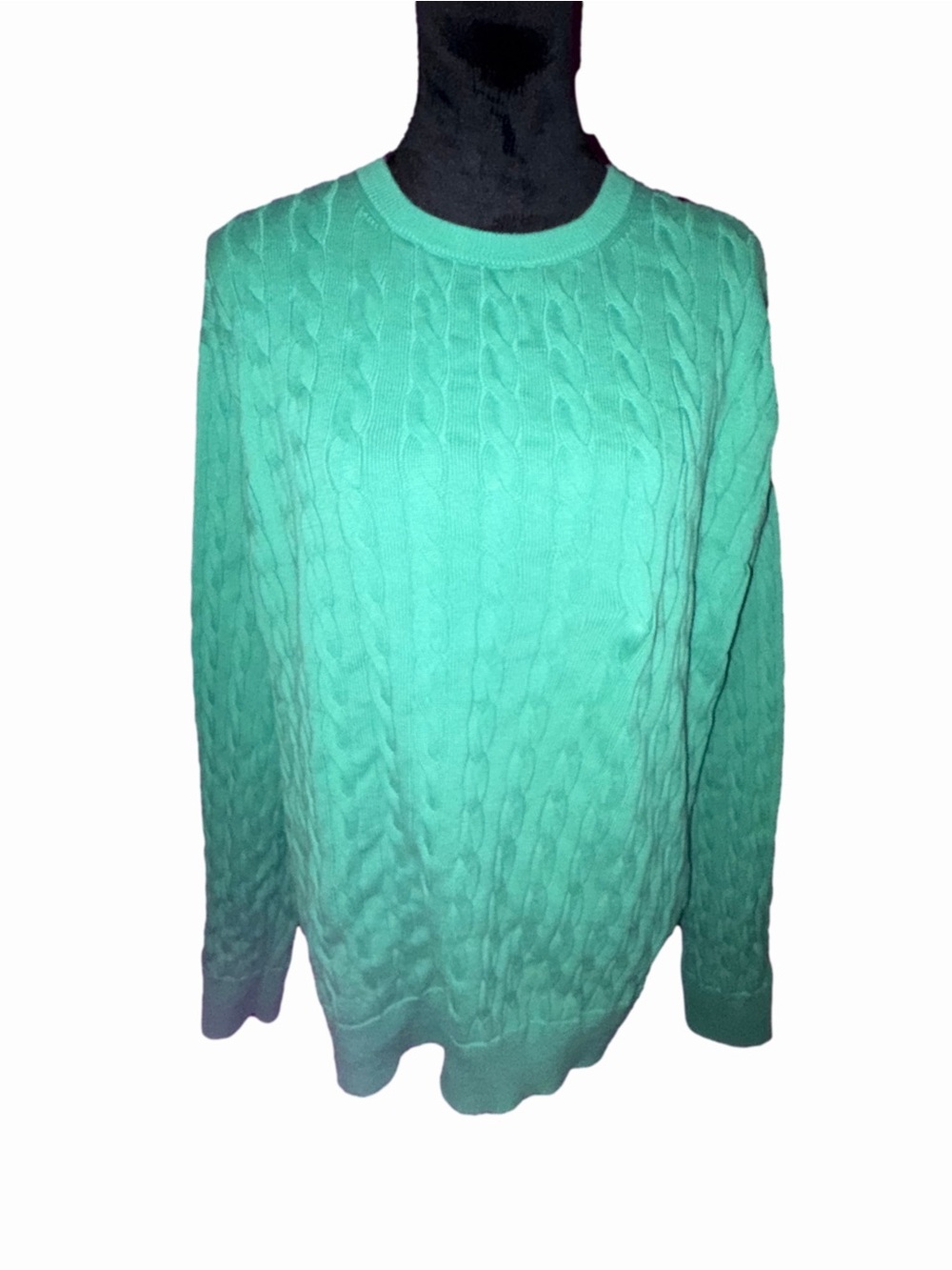 🆕💜J.Crew Mint Green 100% Cotton Cable Knit Crewneck Sweater Women’s Long Sleeve - Picture 3 of 8